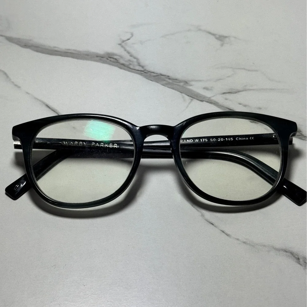 Warby Parker Durand W 175 Black Eyeglasses 50-20-145 Round Acetate Frames